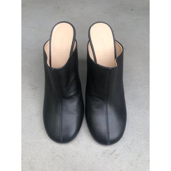 WANDLER woman's black leather Mules heels clogs size 38.5 - Picture 5 of 11